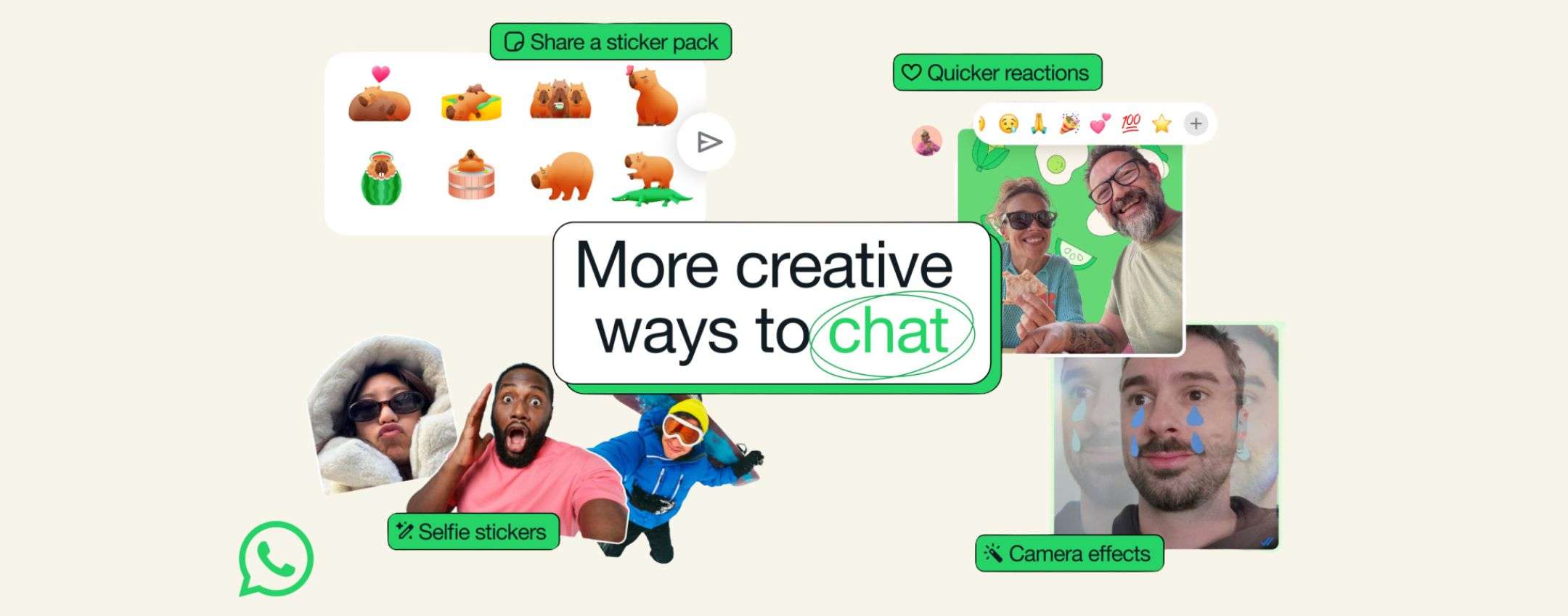 WhatsApp, arrivano nuovi effetti fotocamera e sticker per i selfie