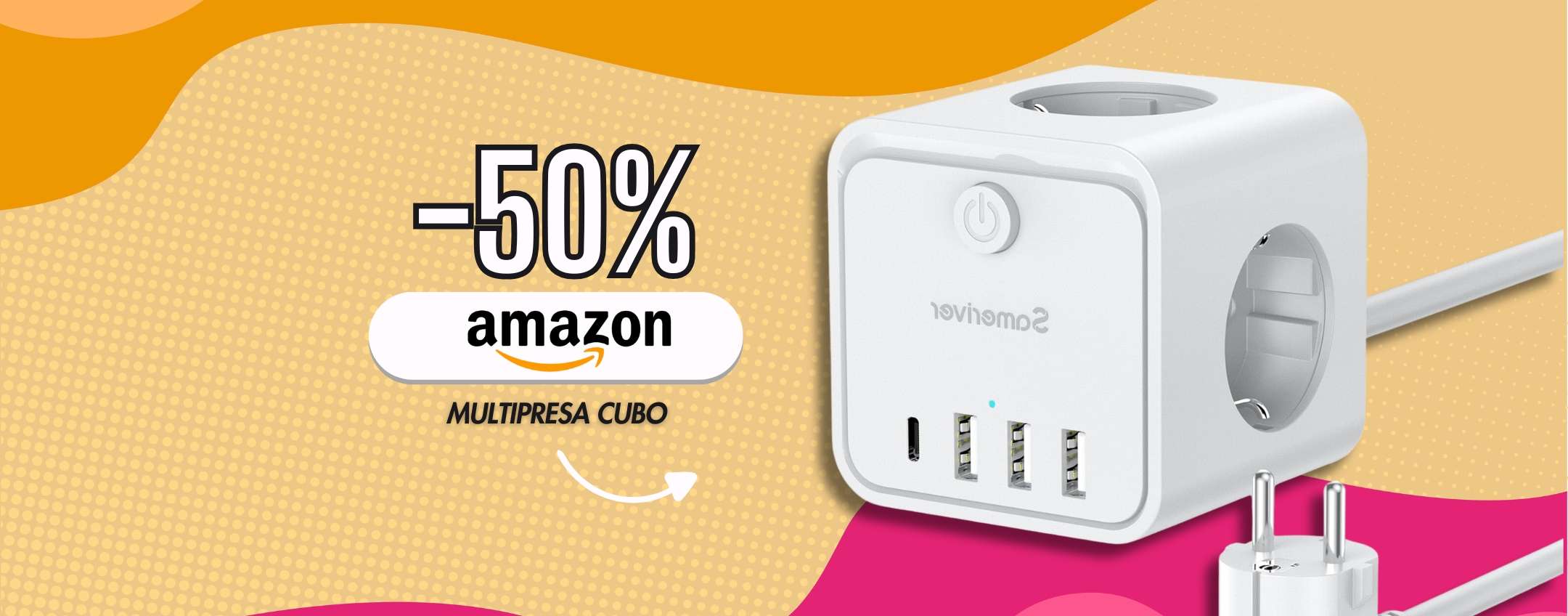 Multipresa a cubo: un sacco di prese anche USB e salvaspazio (-50%)