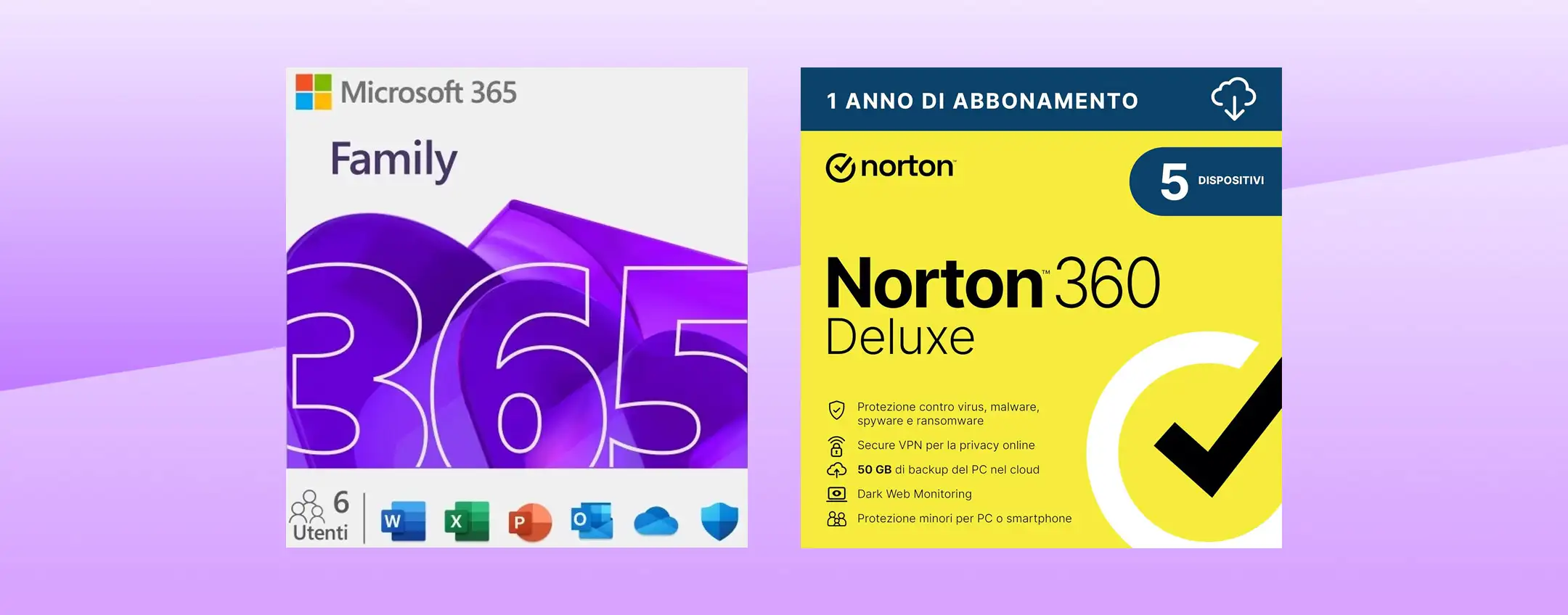 Microsoft 365 Family, Norton 360 Deluxe